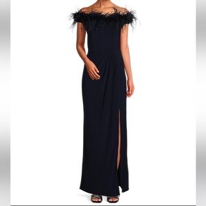 Alex Evenings Black Feather Dress size 6